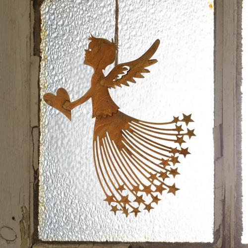 Rozsdás szeretet angyal, akasztós  150mm