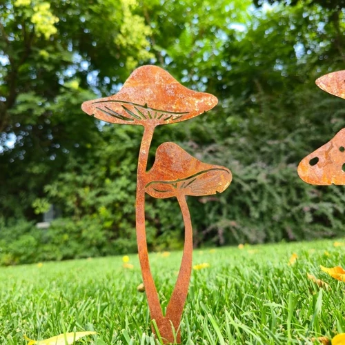 Kalapos gomba - rozsdás acél dekoráció 