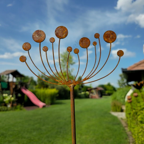 Rozsdás stilizált kaporvirág sziluett